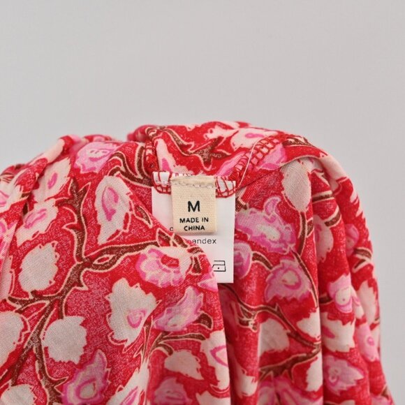 PRETTY LITTLE SISTER Dress Womens Size M Red Floral Cotton Ruffle Maxi Tank Boho - Picture 9 of 12